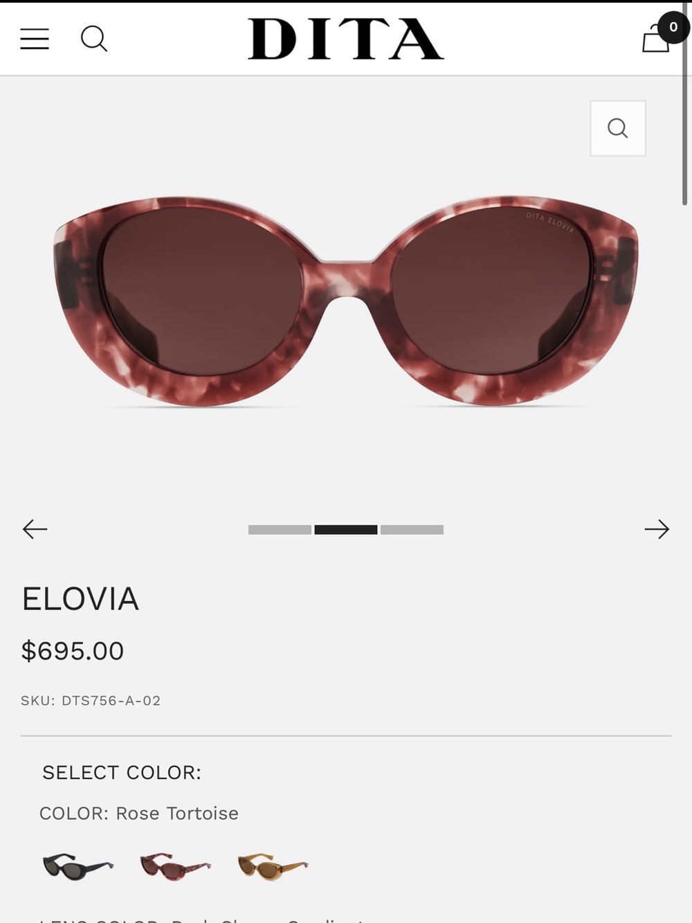 DITA Elovia Rose Tortoise Oval Sunglasses